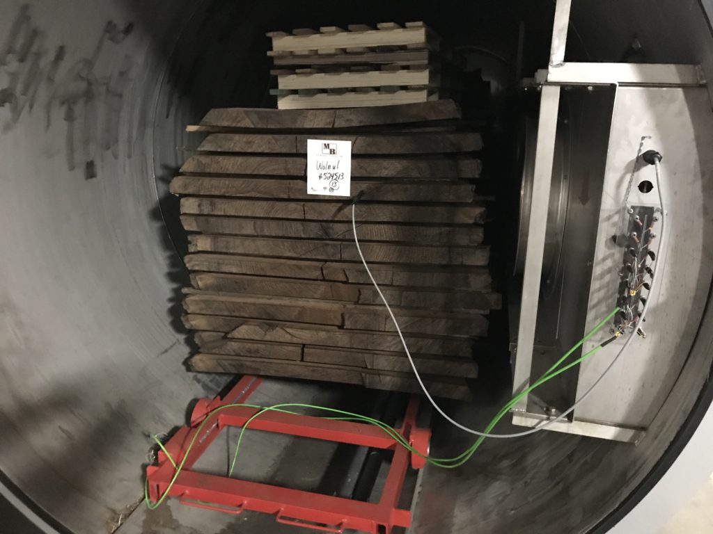 Inside of the lumber vacuum kiln dryer at M. Bohlke Lumber in Hamilton, Ohio.