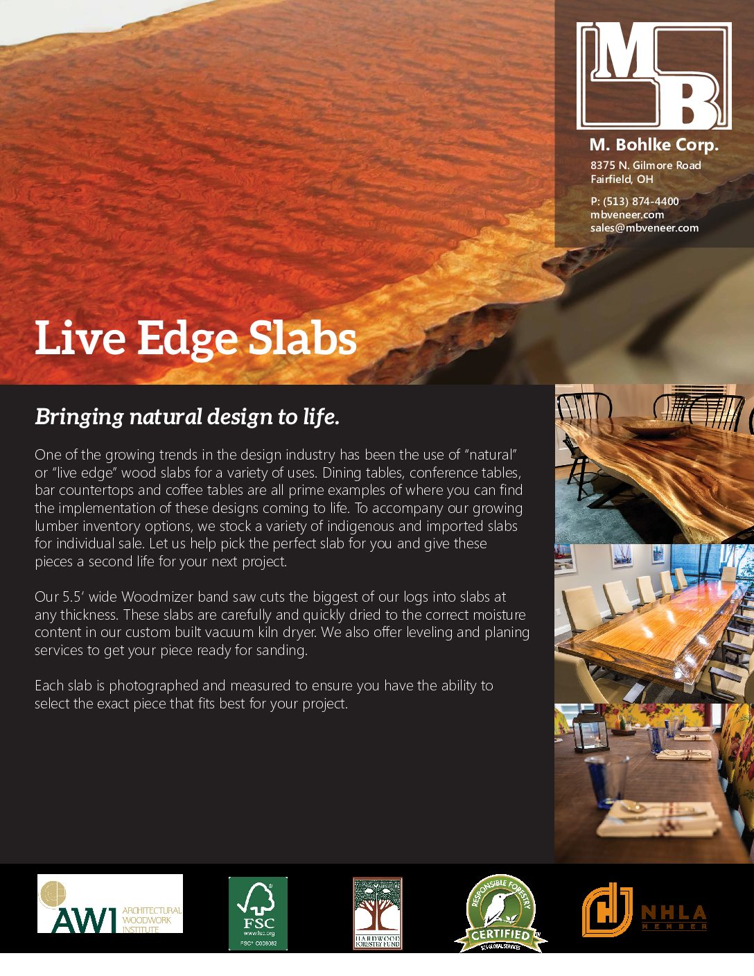 Live Edge and Lumber Services Bohlke Flier PDF.