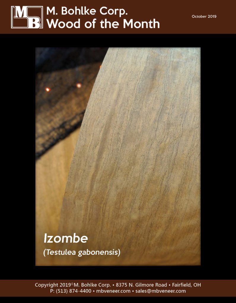 Izombe wood veneer M. Bohlke Veneer Wood of the Month October 2019.