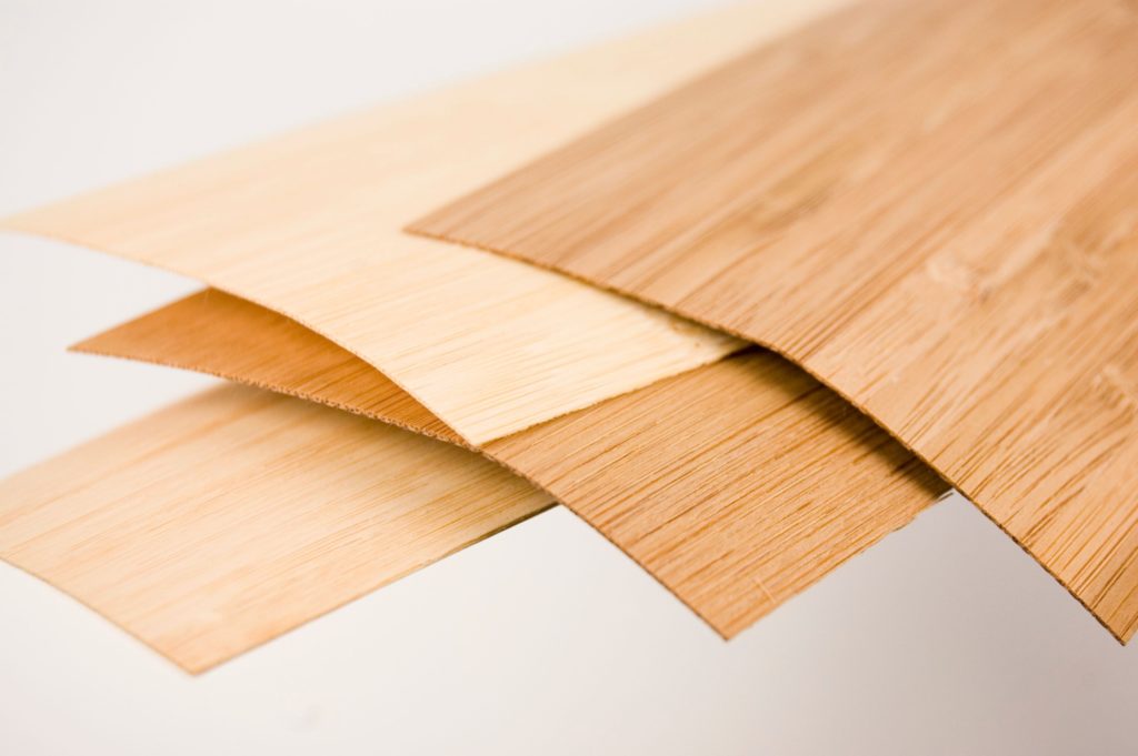 Various thicknesses of bamboo veneer.