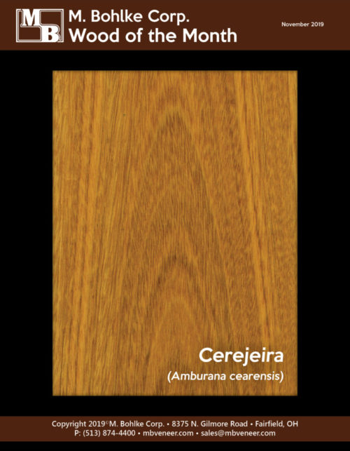 Cerejeira wood veneer M. Bohlke Veneer Wood of the Month November 2019.