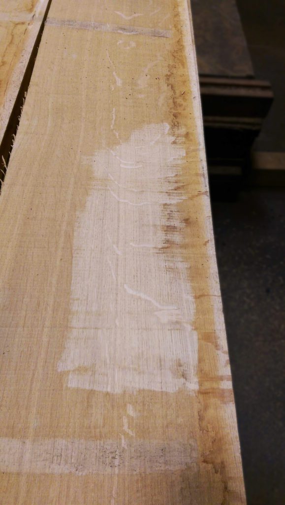 Close-up of Spessart Oak boule lumber.
