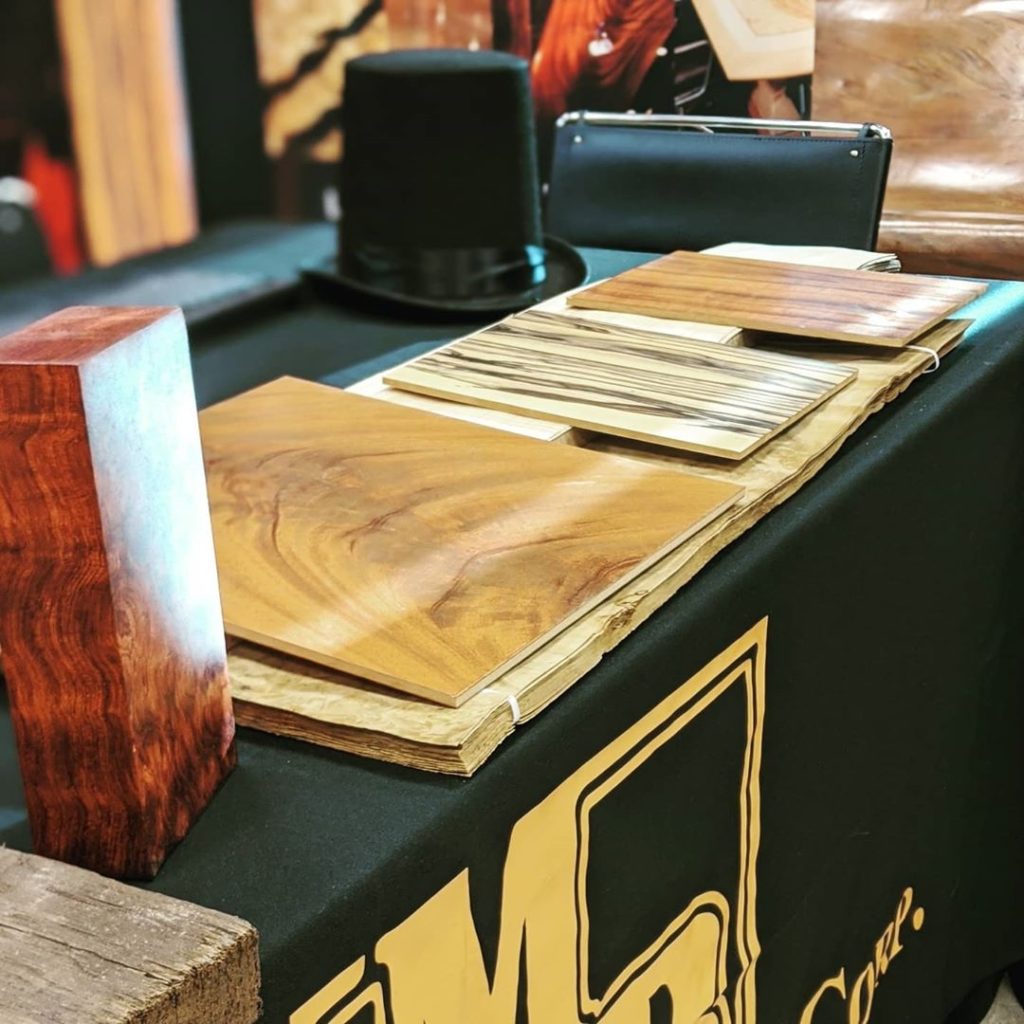 M. Bohlke Veneer samples booth setup.